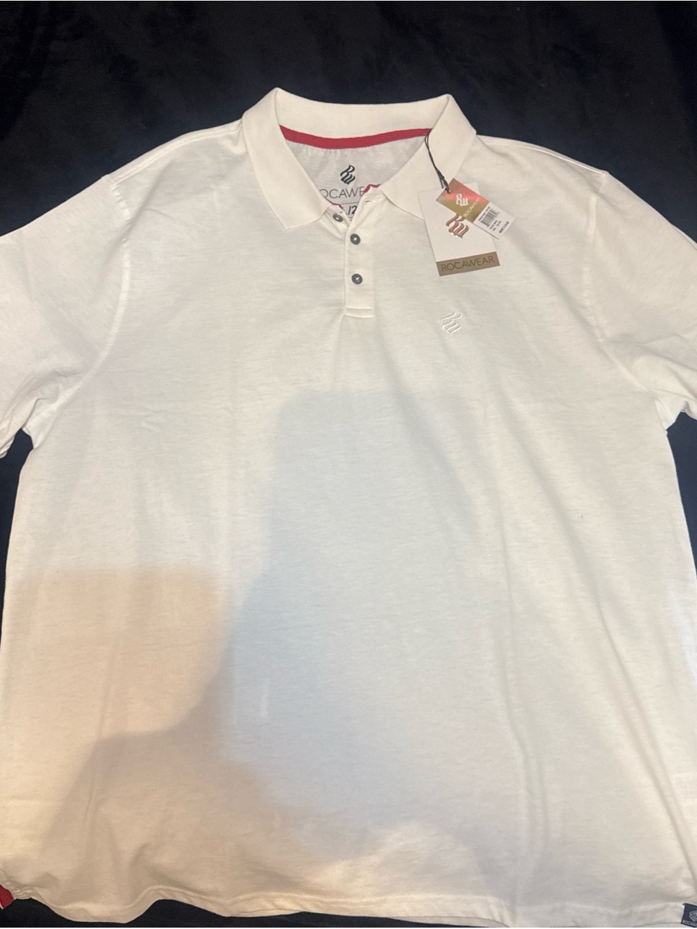 Rocawear Men's White Polo with Subtle Red Trim